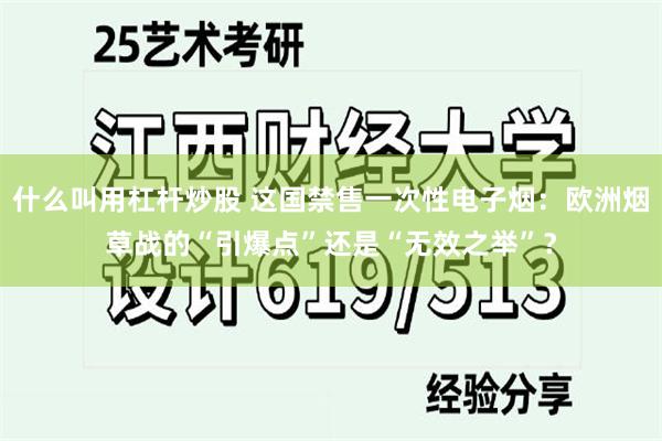 什么叫用杠杆炒股 这国禁售一次性电子烟：欧洲烟草战的“引爆点”还是“无效之举”？