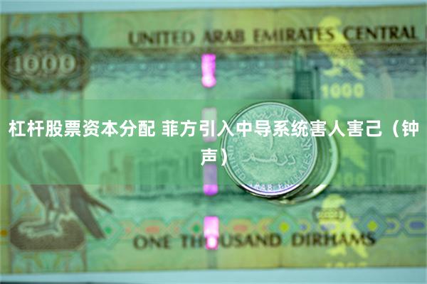 杠杆股票资本分配 菲方引入中导系统害人害己（钟声）