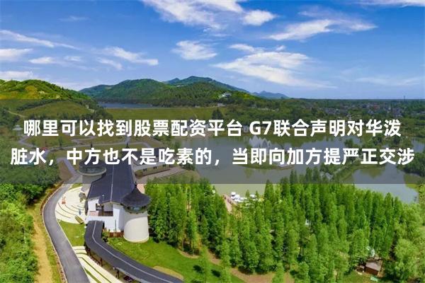 哪里可以找到股票配资平台 G7联合声明对华泼脏水，中方也不是吃素的，当即向加方提严正交涉