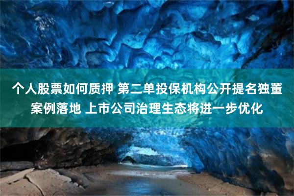 个人股票如何质押 第二单投保机构公开提名独董案例落地 上市公司治理生态将进一步优化