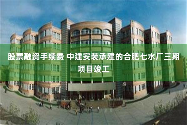 股票融资手续费 中建安装承建的合肥七水厂三期项目竣工