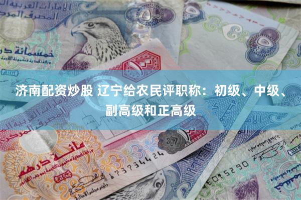 济南配资炒股 辽宁给农民评职称：初级、中级、副高级和正高级