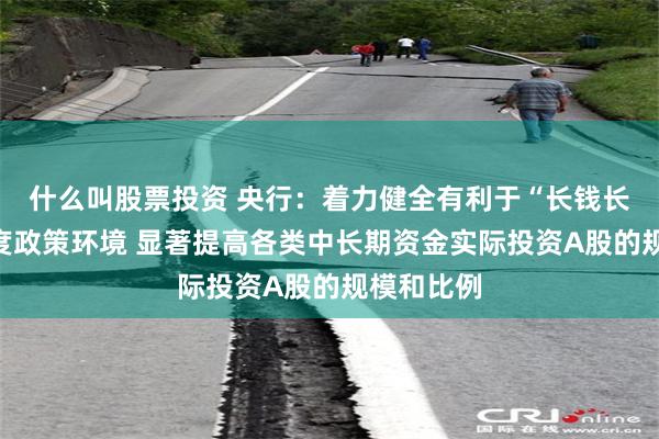 什么叫股票投资 央行：着力健全有利于“长钱长投”的制度政策环境 显著提高各类中长期资金实际投资A股的规模和比例